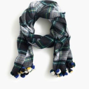 Jcrew Green Paid Pom Pom Scarf!